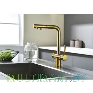 Смеситель Paulmark Serpentine Se213222-BG (золото/брашированное золото) картинка 3